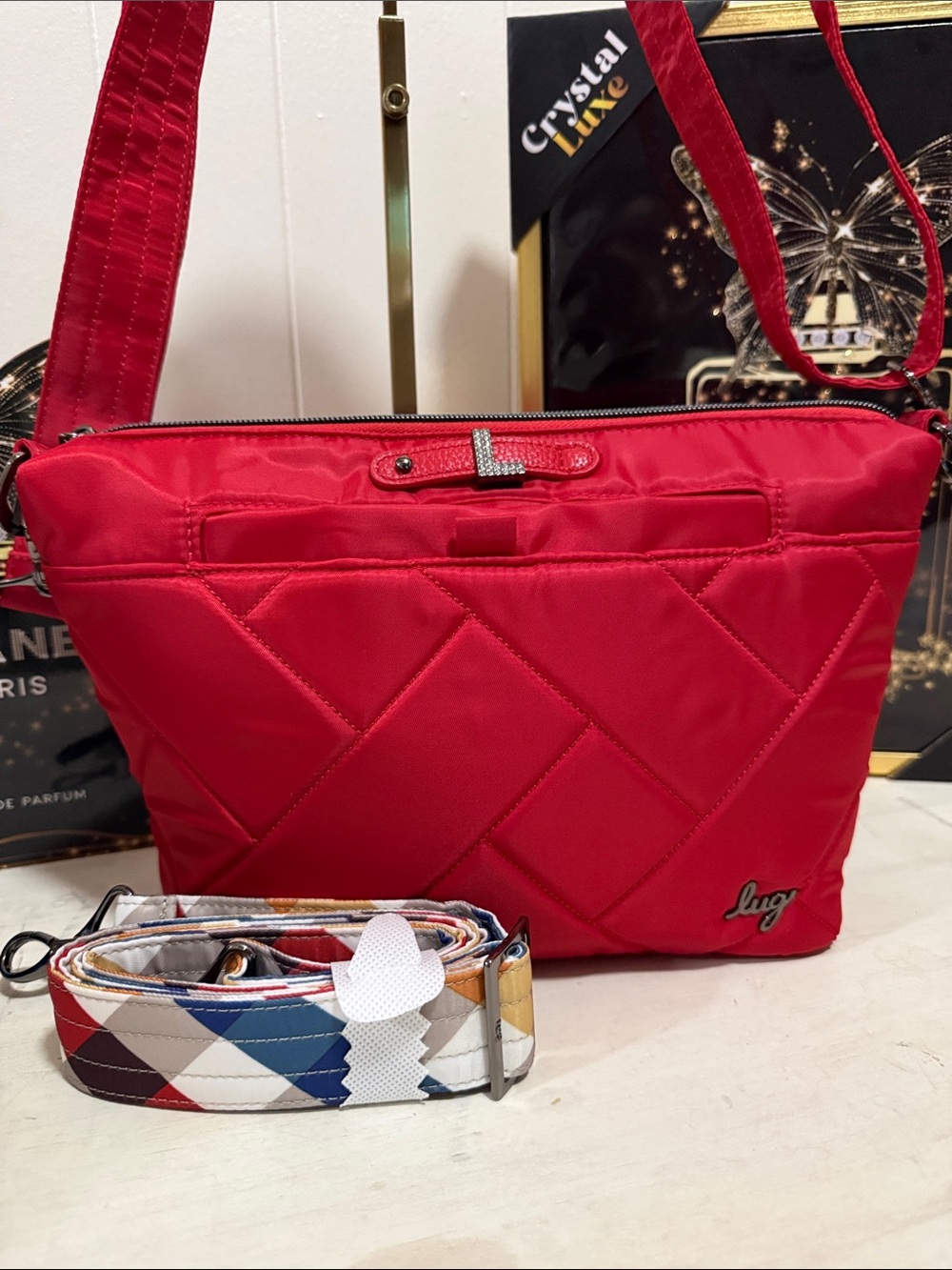 Lug Flare 2 Red Quilted Crossbody Bag with 2 Detachable Straps